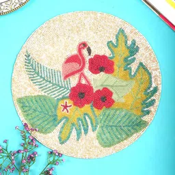 PURINA'S Cream-Coloured & Green Beaded Table Placemats-25