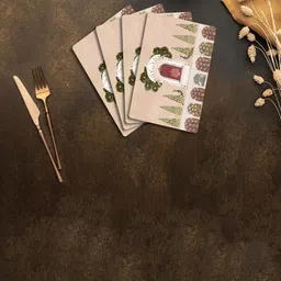 SPACE OF JOY 4 Pieces Brown & Beige Printed Anti-Slip Table Placemats-44