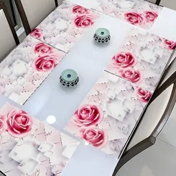 REVEXO Pink & White 6 Pieces Floral Printed Table Placemats-58