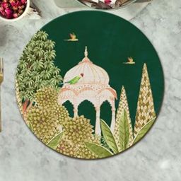 SPACE OF JOY 6 Pieces Green & Beige Printed Anti-Slip Table Placemats-18