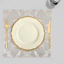 Kuber Industries Cream 4 Pieces Square Table Placemats-54