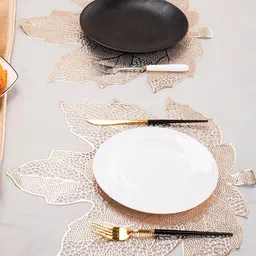 Dakshya Industries Gold Toned 6 Pieces Floral Table Placemats-14