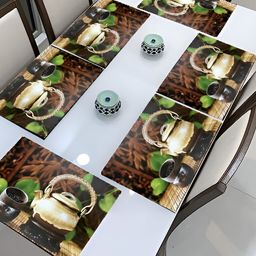 REVEXO Brown & Green 6 Pieces Printed Anti-Slip Table Placemats-43