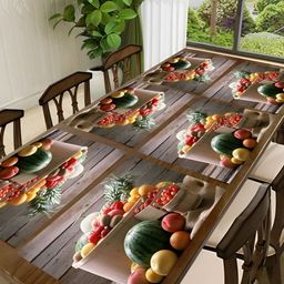 REVEXO Beige & Grey 6 Pieces Printed Rectangular Table Placemats-0