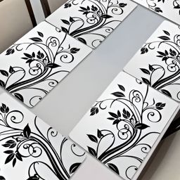 REVEXO White & Black 6 Pieces Printed Rectangular Table Placemats-15