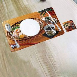 Dakshya Industries Brown & Pink 6 Pieces Floral Rectangular Table Placemats-7