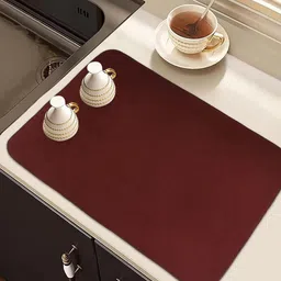 Kuber Industries Maroon Red 2 Pieces Rectangular Drying Table Mat-6