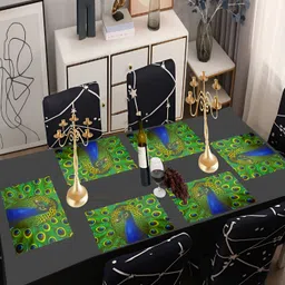 REVEXO Green & Blue 6 Pieces Printed Rectangular Table Placemats-15