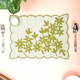 Aditya Impex White & Cream Floral Beaded Table Placemat-image-69