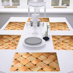 URBANFIX Beige 6 Pieces Geometric Printed Waterproof Table Placemats-57