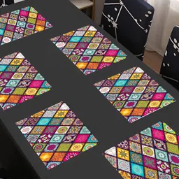 REVEXO Blue & Pink 6 Pieces Printed Anti-Slip Table Placemats-56