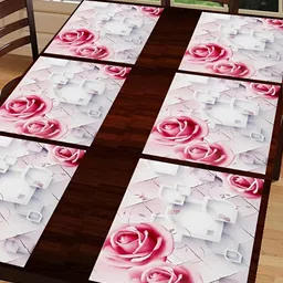 REVEXO Pink 6 Pieces Printed Table Placemats-58