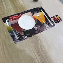 Dakshya Industries Black & Red 6 Pieces Printed Rectangular Table Placemats-1