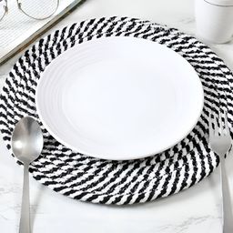 HOMADORN Black & White 4 Pieces Braided  Cotton Round Reversible Table Placemats-7