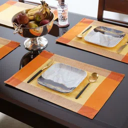CDI Unisex 5- Pcs Orange- Colored & Yellow  Floral Printed Table Placemats-0