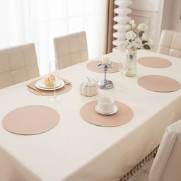 HOKIPO Beige 6 Pieces Heat Resistant & Waterproof Dinner Table Placemats-52