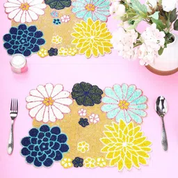 Aditya Impex Brown & Blue 2 Pieces Beaded Table Placemats-picture-20