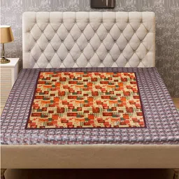 Kuber Industries Orange & Green Printed Reversible Bed Food Mat-16
