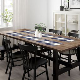 SHADES of LIFE Set Of 6 Navy Blue Checked Cotton Table Placemats-3