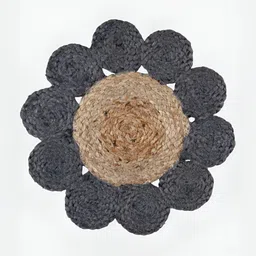 GRHAMOY 2 Pieces Grey & Brown Braided Jute Floral Table Placemats-20