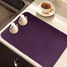 Kuber Industries Purple 2 Pieces Rectangular Reversible Dish Dry Mats-19
