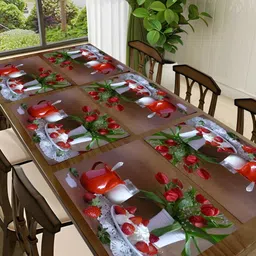 REVEXO Red & White  6 Pieces Printed Rectangle Table Placemats-13