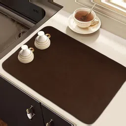 Kuber Industries Brown & Pink 2 Pieces Kitchen Self Dish Dry Microfiber Table Placemats-37