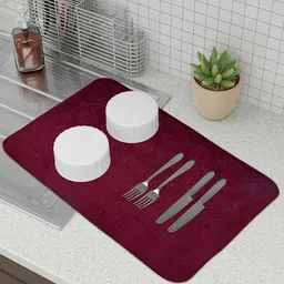 Kuber Industries Maroon 3 Pieces Microfiber Self Drying Dish Dry Mats-18
