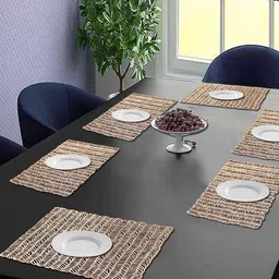 LooMantha6-Pcs Brown Printed Table Placemats-58
