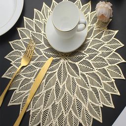Dakshya Industries Gold 2-Pieces Round Table Placemats-31
