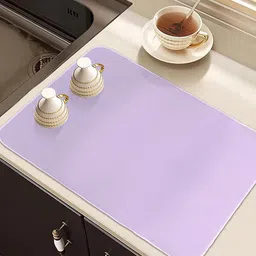 Kuber Industries Purple 3 Pieces Microfiber Rectangular Table Placemats-54