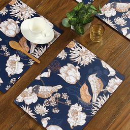 Reinvention Factory Set Of 6 Navy Blue Printed MDF Wood Table Placemats-13