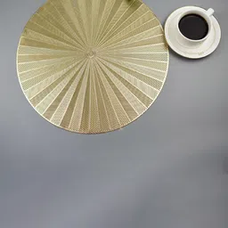 Dakshya Industries Beige 2-Pieces Striped Round Table Placemats-28