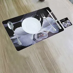 Dakshya Industries Black & Brown 6 Pieces Printed Rectangular Table Placemats-53