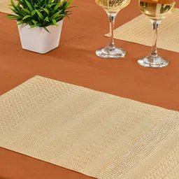 Yellow Weaves 4-Pcs Beige Self-Design Table Placemats-8