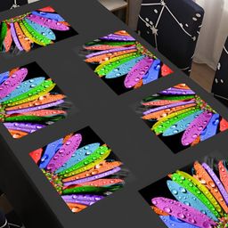 REVEXO Red & Green 6 Pieces Printed Rectangular Table Placemats-55