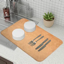 Kuber Industries Beige & Maroon 3 Pieces Kitchen Self Dry Dish Microfiber Table Placemats-50