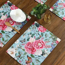 Reinvention Factory Set of 6 Turquoise Blue Printed Table Placemats-21