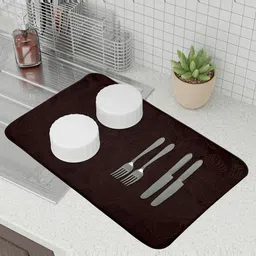 Kuber Industries Blue & Brown 3 Pieces Self Designed Rectangular Table Placemats-12
