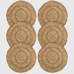 PAROKSH 6-Pcs Brown & Beige Jute Braided Table Placemats-27