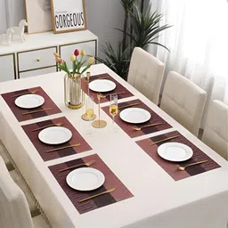 YELONA Peach Coloured & Black 6 Pieces Printed Anti-Slip Table Placemats-16