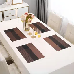 YELONA Brown & Black 4 Pieces Striped Anti-Slip Table Placemats-31