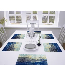 AEROHAVEN Set of 6 Blue Abstract Dining Table Placemats-20