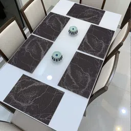 HOKIPO Set of 6 Black Printed Table Placemats-8
