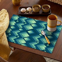AEROHAVEN Teal Green & Blue Set Of 6 Geometric Printed Table Placemats-22