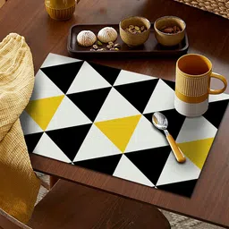 AEROHAVEN Set Of 4 White & Black Geometric Printed Table Placemats-17