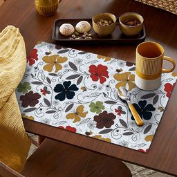 AEROHAVEN Set of 6 White Floral Printed Table Placemats-11