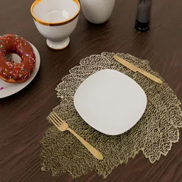 Kuber Industries Gold Toned 6 Pcs Patta Shape Table Placemats-image-81