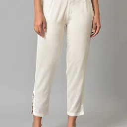 W Women White Slim Fit Cigarette Trouser-image-29