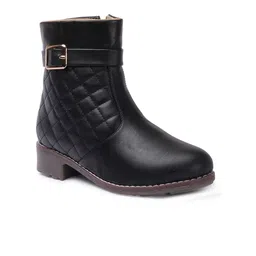 Picktoes Women Black Textured Synthetic Heeled Boots-10